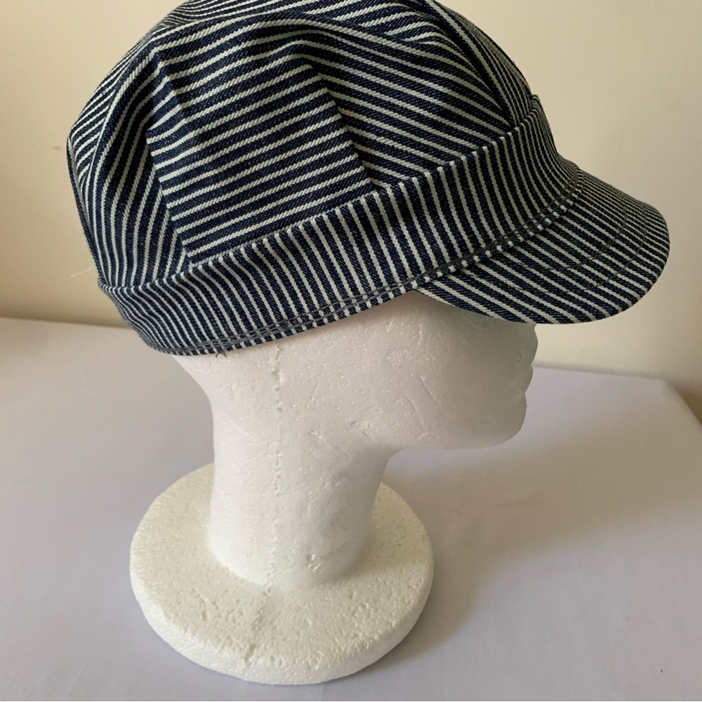 COPY - Vintage Train Conductor Hat Stripped Denim Size M
